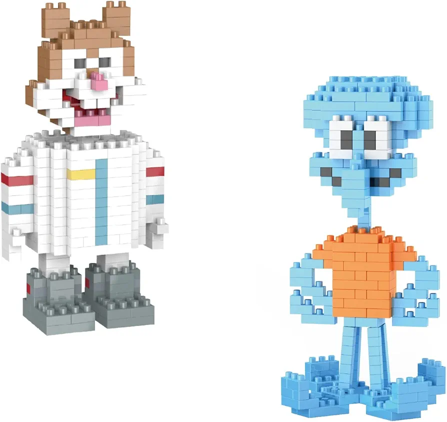 Inc. - Set of 2 Squidward, Sandy Cheeks Educational DIY Model Mini Building Blocks