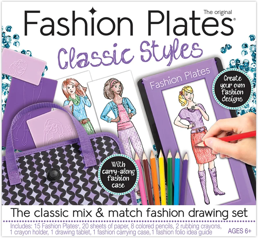 Kahootz Fashion Plates — Classic Styles — Mix-and-Match Drawing Kit — Make 100s of Fabulous Fashion Designs — For Ages 6+