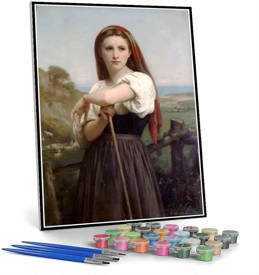 Number Painting for Adults Young Shepherdess Painting by William-Adolphe Bouguereau Arts Craft for Home Wall Decor