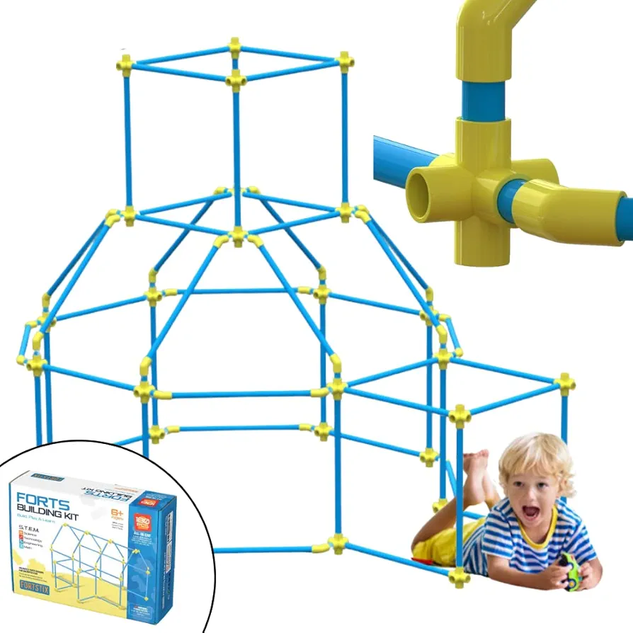 Kids Fort Building Kit - 180 Pcs Fort Kits for Kids Indoor and Outdoor - Creative Learning Fort Building STEM Toys Kit for Kids Ages 4 & UP - Ultimate Construction Fort Builder Kit