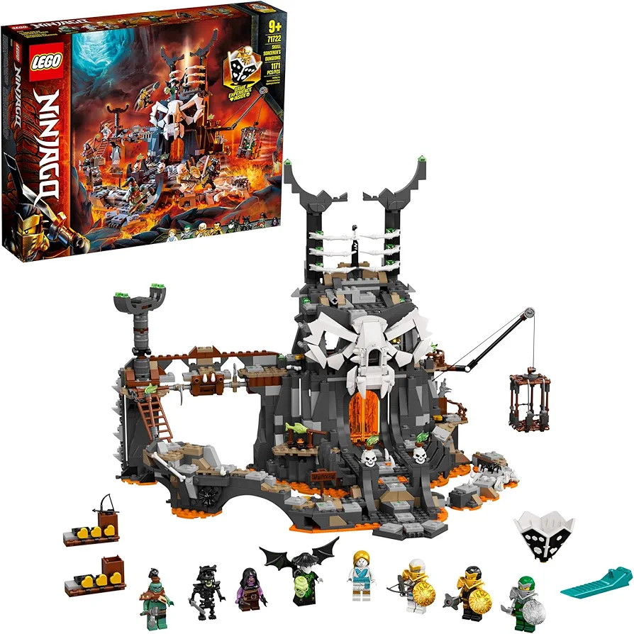 LEGO NINJAGO Skull Sorcerer’s Dungeons 71722 Dungeon Playset Building Toy for Kids Featuring Buildable Figures (1,171 Pieces)