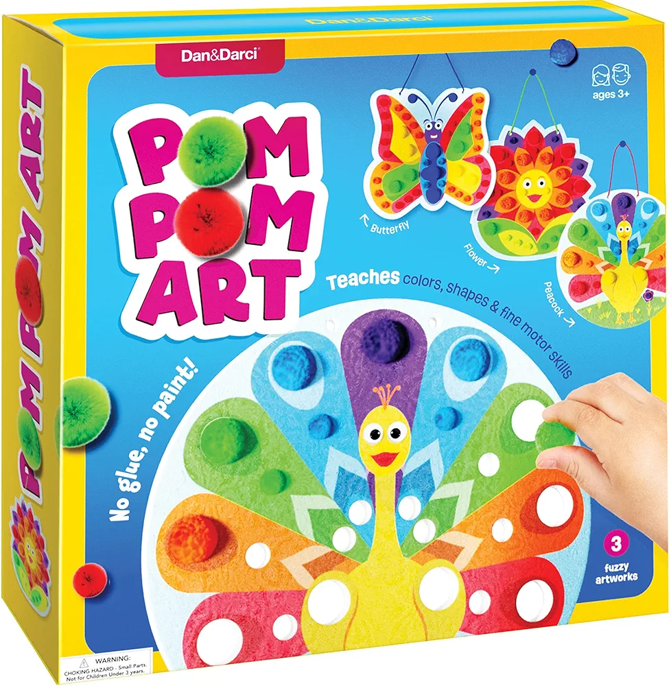 Pom Pom Arts & Crafts Kit for Toddlers - Toddler Art Activity Easter Craft for Little Boys & Girls Ages 3, 4, 5, 6 Years Old Kids Sensory Activities - Builds Fine Motor Skills & Hand-Eye Coordination