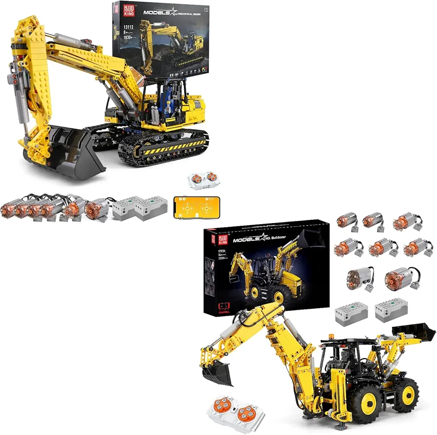 Mould King 13112 RC Excavator Building Set 17036 Excavator and Bulldozer 2 in 1