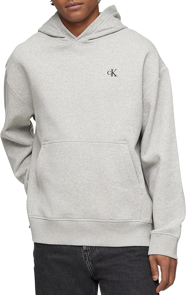 Calvin Klein Men's Relaxed Fit Monogram Logo Fleece Hoodie