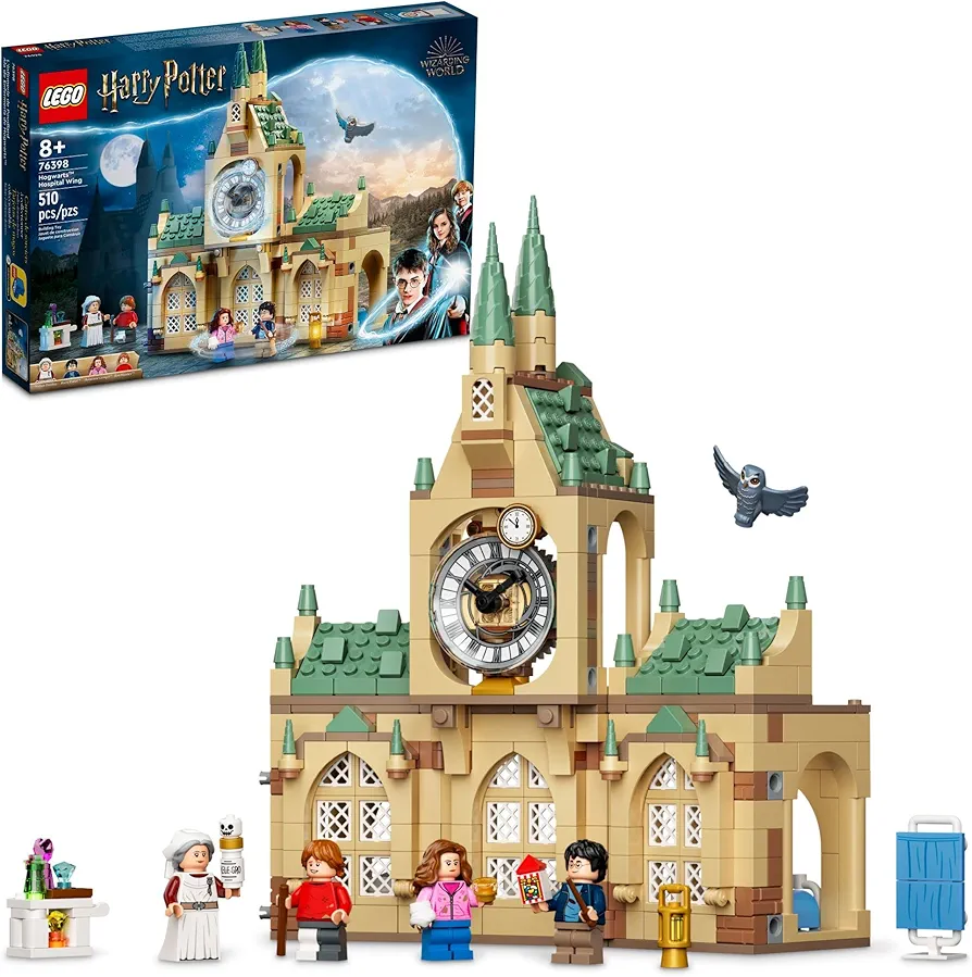 LEGO Harry Potter Hogwarts Hospital Wing 76398 Building Toy Castle Kit with Clock Tower, The Prisoner of Azkaban, includes Harry Potter, Hermione Granger, Ron Weasley & Madam Pomfrey Minifigures