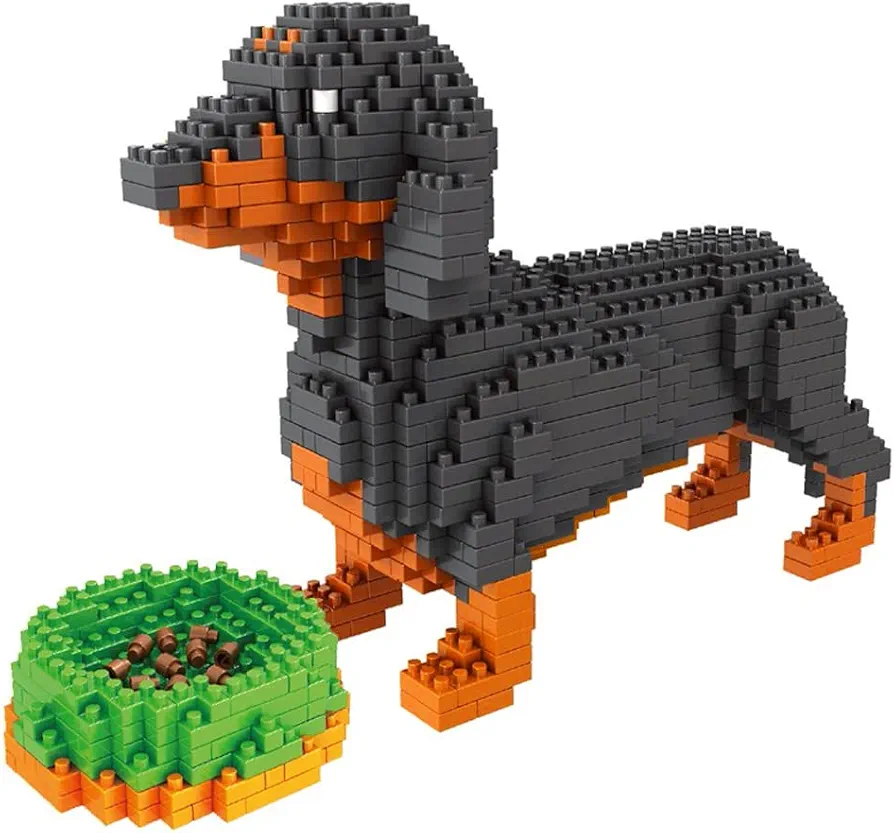 Micro Mini Blocks Dog Building Animal Set DIY 3D Building Toy Bricks for Kids or Adult Dachshunds 898PCS