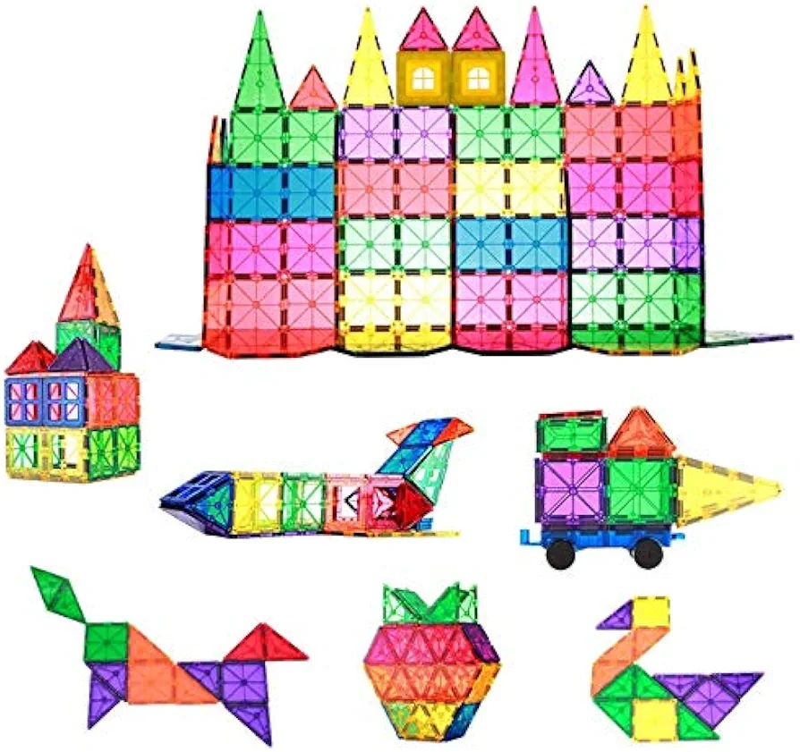 Magnetic Building Tiles, 78pcs Colorful 3D Transparent Magnet Building Blocks Set, Educational Toy Gift for Kids Boys Girls (78PCS)