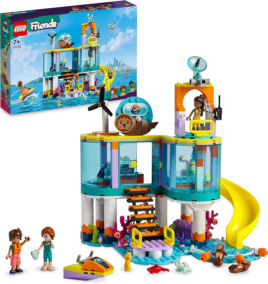 LEGO Friends Sea Rescue Center Set for Girls and Boys with Otter, Seahorse and Turtle Figures, Animal Care and Vet Toys for Children from 7 Years, 41736