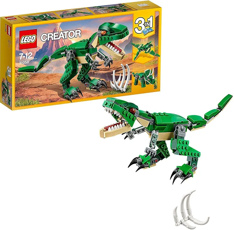 Lego 31058 Creator Mighty Dinosaurs Toy, 3 in 1 Model, T. rex, Triceratops and Pterodactyl Dinosaur Figures, Gifts for 7-12 Year Old Kids, Boys & Girls