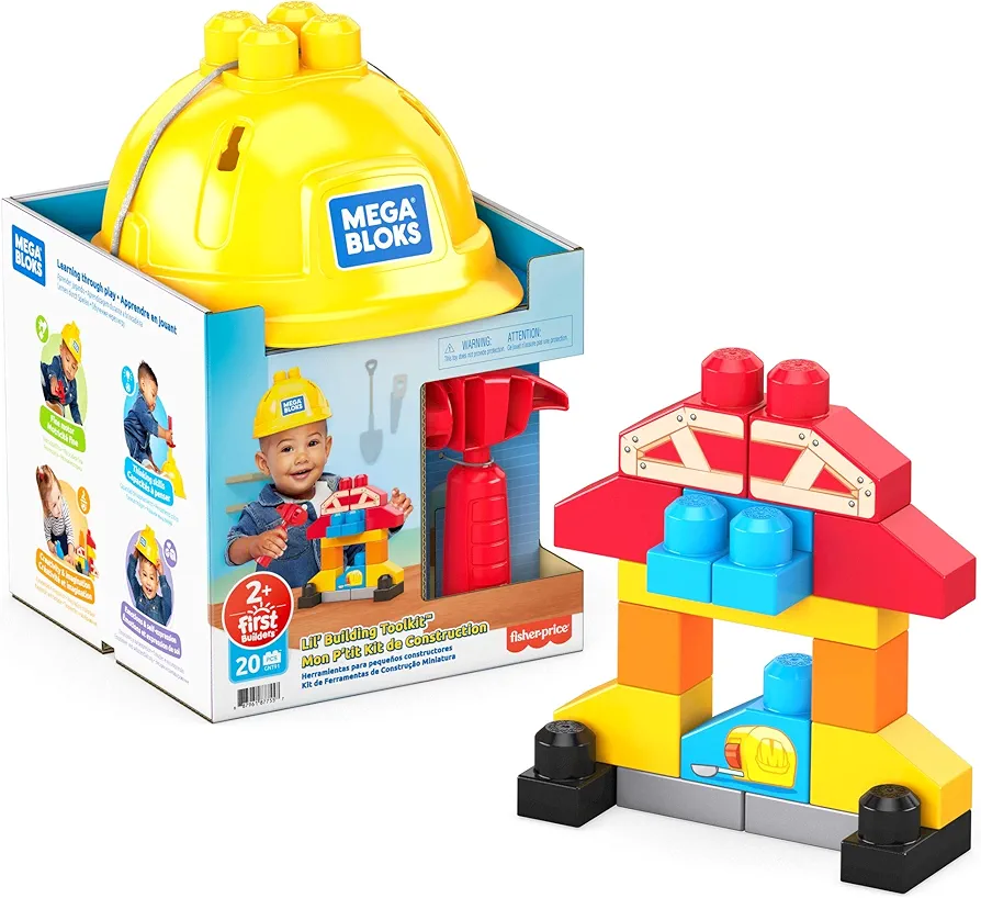 Mega Bloks Lil’ Building Toolkit Preschool Building Set with Hammer