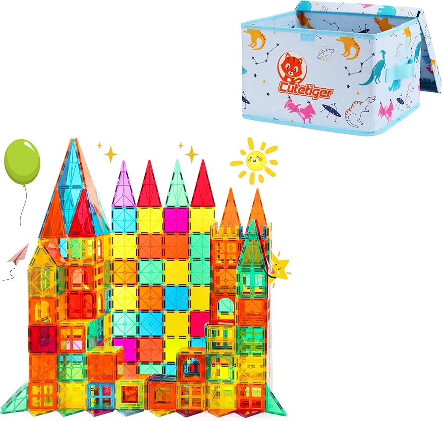 Magnetic Tiles,64PCS Set and and Storage Bag