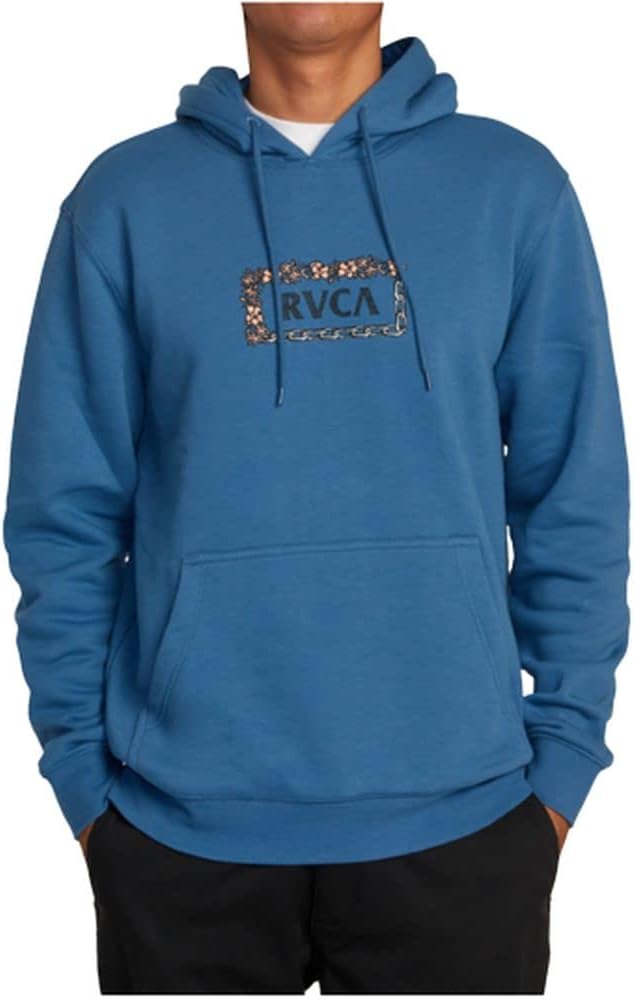 RVCA Mens Regular Fit Hoodie - Food Chain Hoodie (Cool Blue, Medium)