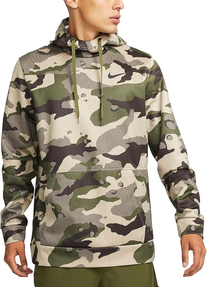 Nike Men's Therma Fit Pullover Hoodie (US, Alpha, X-Large, Regular, Regular, Standard, Khaki/Black)