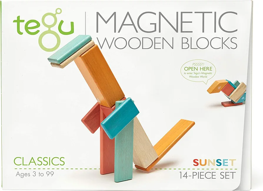 14 Piece Tegu Magnetic Wooden Block Set, Sunset