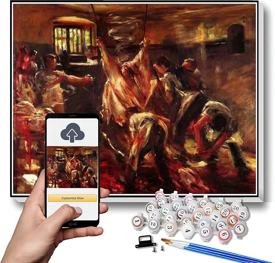 DIY Oil Painting Kit,in The Slaughter House Painting by Lovis Corinth Arts Craft for Home Wall Decor