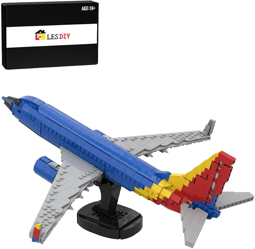 MINDEN Aircraft Model Building Blocks Set, MOC-125916 1/80 737 - Southwest Large Jetliner Model, for Boys and Girls, 1038PCS