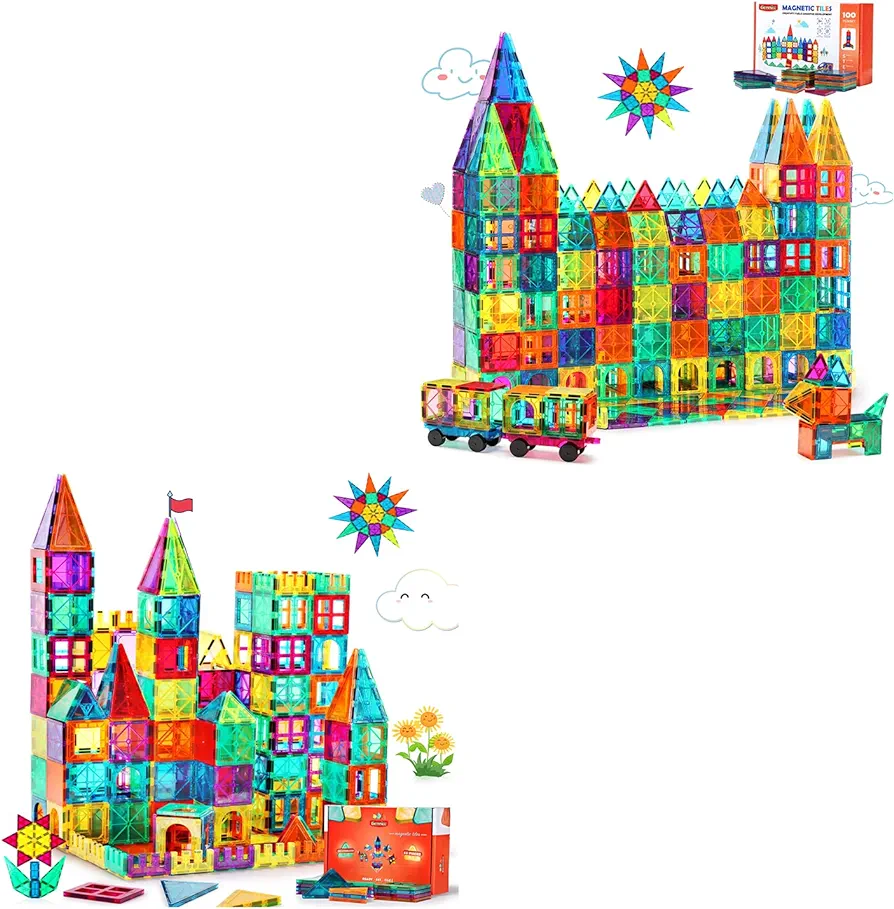 Gemmicc 63PCS Magnetic Tiles Set + 100PCS Magnetic Tiles Set