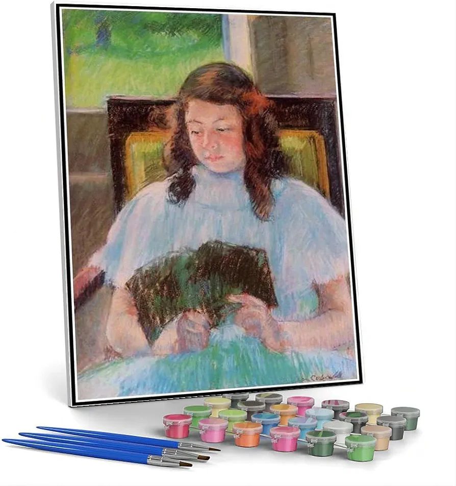 Paint by Numbers for Adult Kits Young Girl Reading Painting by Mary Stevenson Cassatt Arts Craft for Home Wall Decor