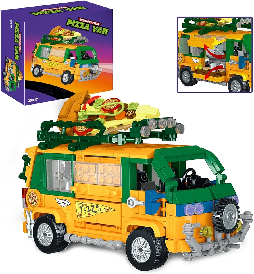 City Turtles Pizza Truck Building Set Compatible with Lego for Boys 8-12 Years,for Adutls Ninja Building Collection 652PCS