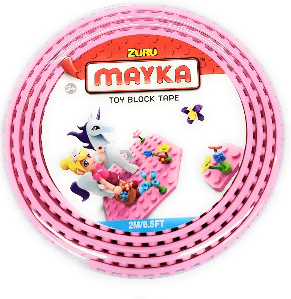 MAYKA Toy Block Tape, 2 stud, 6.5ft, Pink,non-marking