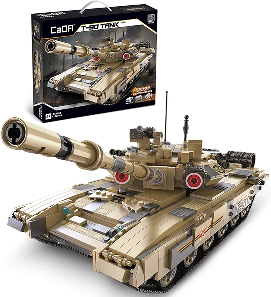 dOMOb Main Battle Army Tank T-90 Building Kit - 1:10 Model Set Build - CADA Bricks Toys for 14+ Kids & Adults – 1722 Building Blocks – Highly Detailed – for Boys, Hobbyist, Collector