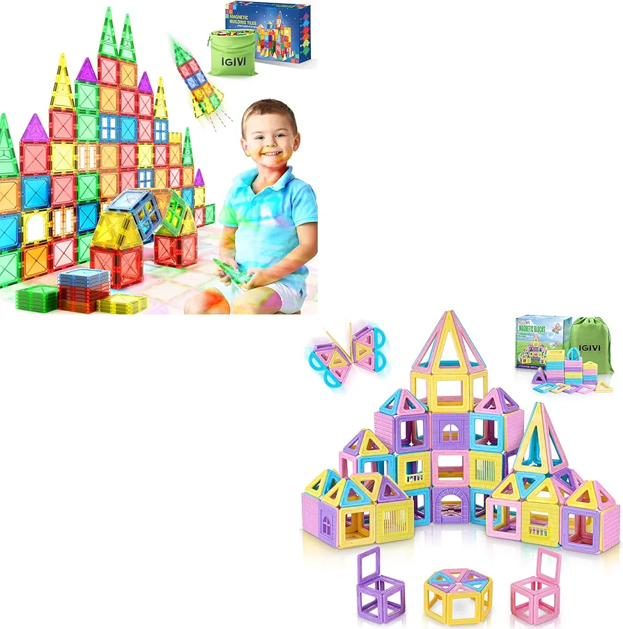 Magnetic Tiles Building Blocks Sets for Kids Learning & Education STEM Toys for 3 4 5 6 7 8+ Year Old Boys and Girls Christmas Birthday Gifts for Toddlers