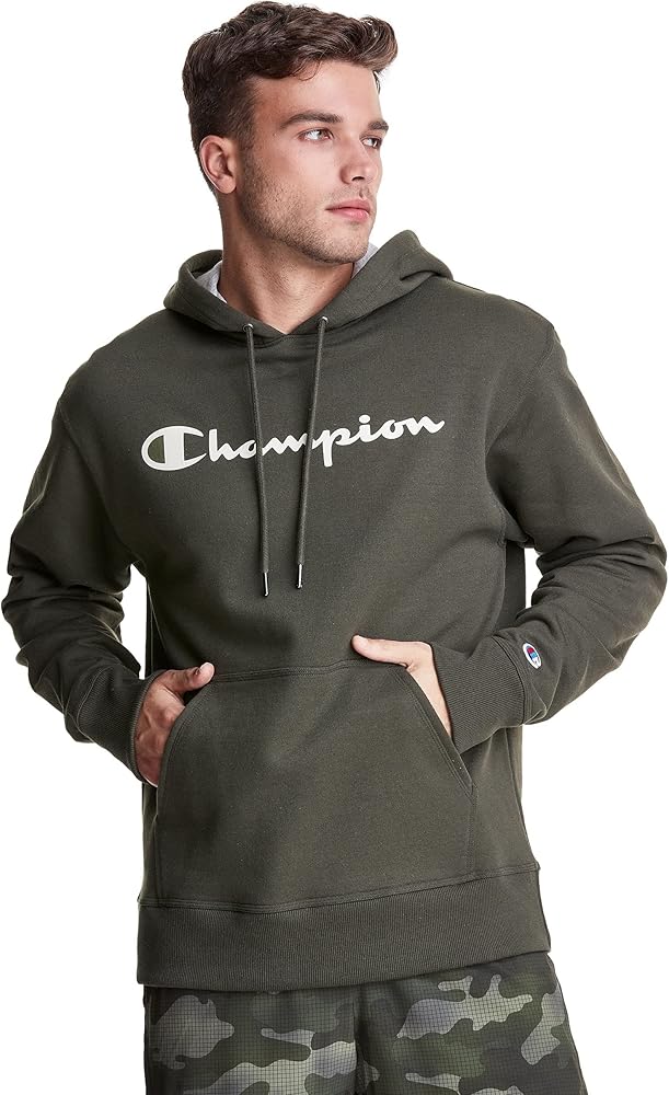 Champion Men'S Powerblend Fleece Hoodie, Script