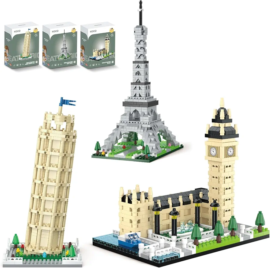 3 Pack Micro Building Blocks Set - World Famous Architectural Model Toys Gifts for Kid and Adult