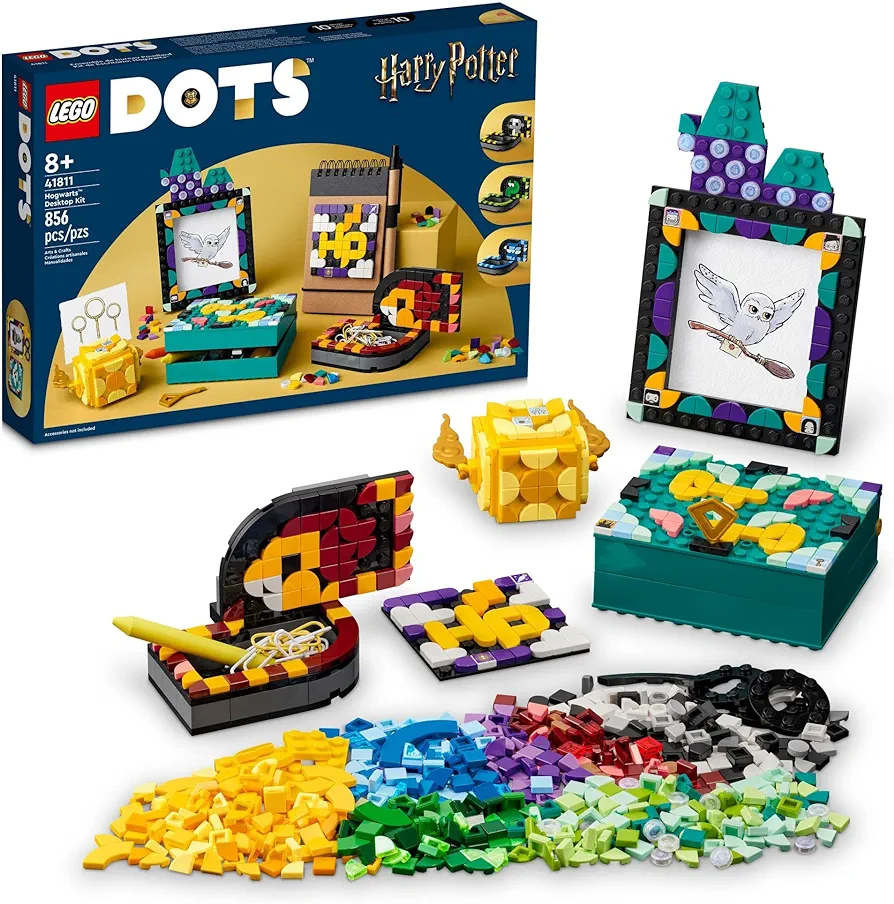 LEGO DOTS Hogwarts Desktop Kit 41811, DIY Harry Potter Back to School Accessories and Supplies, Desk Décor Items and Patch Sticker, Crafts Toys