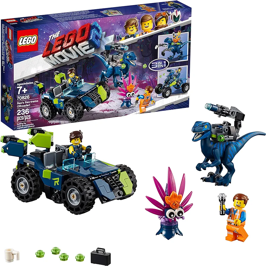 LEGO The MOVIE 2 Rex’s Rex-treme Offroader! 70826 Dinosaur Car Toy Set for Boys and Girls, Action Building Kit (230 Pieces)