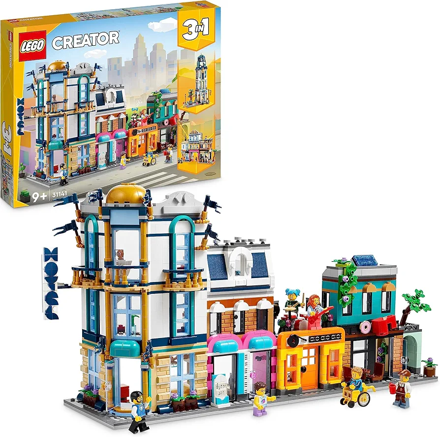 LEGO 31141 Creator 3-in-1 Hauptstraße, Art-déco-Hochhaus oder Einkaufsarkade