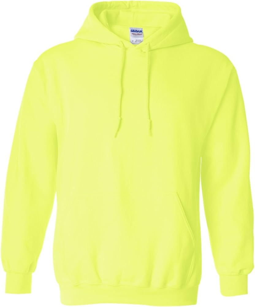 Hooded Pullover Sweat Shirt Heavy Blend 50/50 7.75 oz. by Gildan (Style# 18500) (Large, Safety Green)