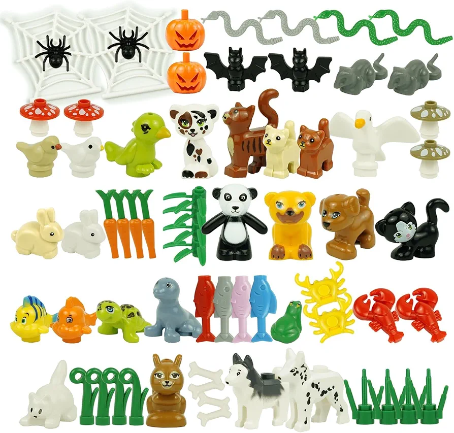 City Food Animals Building Blocks, Friends People Accessories Bricks Parts and Pieces,Pets Farm Animals MOC House Kitchen Toys