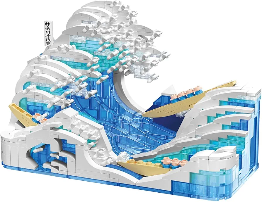 The Great Wave Micro Mini Building Set for Adults,Japan Kanagawa Surfing Building Blocks Home Office Decor Model Toys Building Kit for Kids Aged 6+