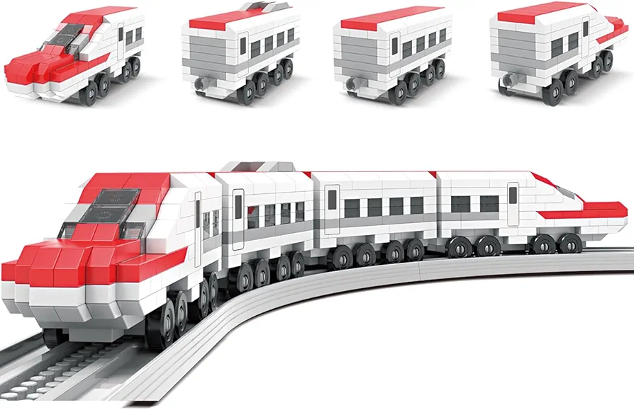 STEM Train Building Blocks Sets Model Toys Building Mini Bricks Kits with Train Tracks Construction Educational DIY Gift 578pcs for 8+ Kids Boys&Girl (Shinkansen)