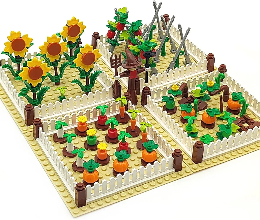 Farm Field Accessories Plant Flower Building Blocks Brick Playset Nice Addition for 6 Year Old Boys Girls Food Harvest Seasonal Building Kits for Boys Kids 6-8 -12