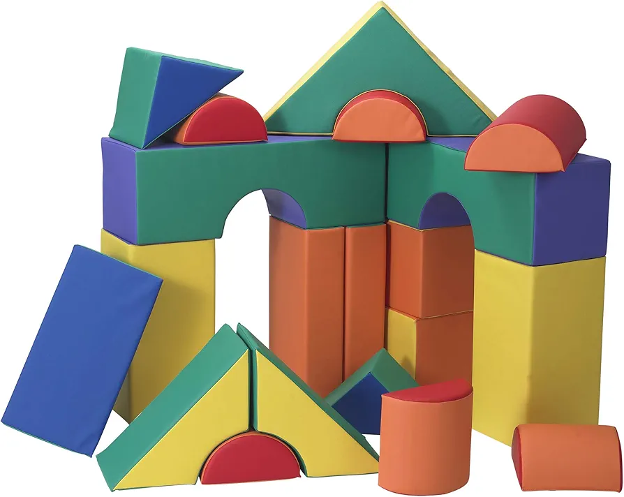 Children's Factory 12" Module Blocks, Set A, Multi-Colored, CF321-615, Kids and Toddler Big Foam Shapes for Building, 21 Piece Playroom or Daycare Set