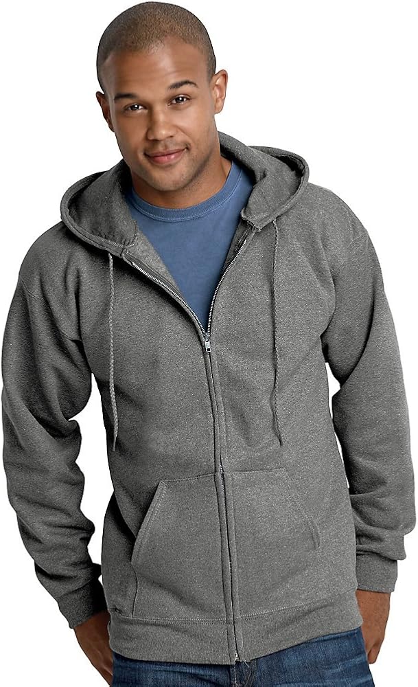 Hanes Men's Full Zip Ultimate Heavyweight Hoodie, Charcoal Heather, XX-Large