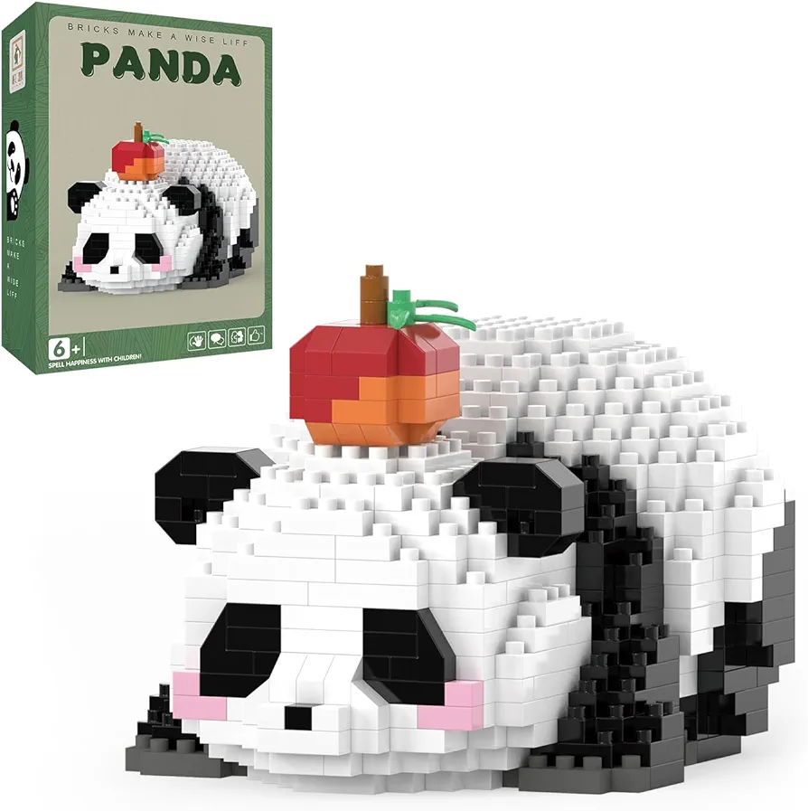 Mini Building Blocks- Lying Panda with Fruit, Party Favors- Micro Blocks Panda Toy for Kids 6 7 8 9 10+, Mini Blocks Building Sets for Adults, Birthday for Boys and Girls(597PCS)