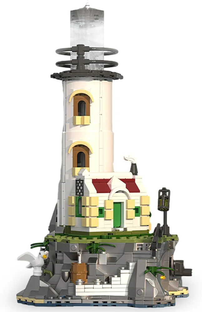 Lighthouse Building Block Sets, 1092 PCS House Building Blocks with Rotating Lights,Architecture Model Building Toys,Creative Gift idea for Adults Kids Girls Boys