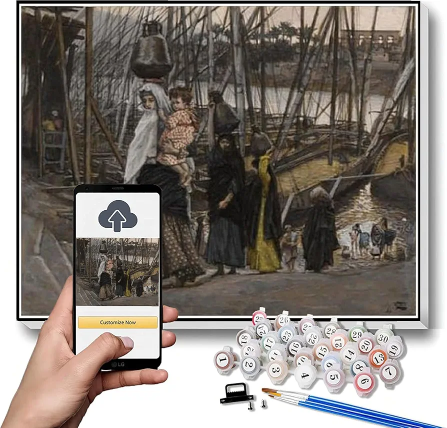 Paint by Numbers Kits for Adults and Kids The Sojourn in Egypt Painting by James Tissot Arts Craft for Home Wall Decor