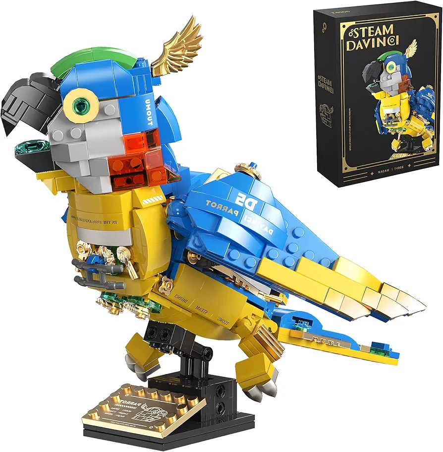 HI-REEKE Parrot Building Block Set, Mechanical Animal Bird Building Toy for Boy - 490PCS