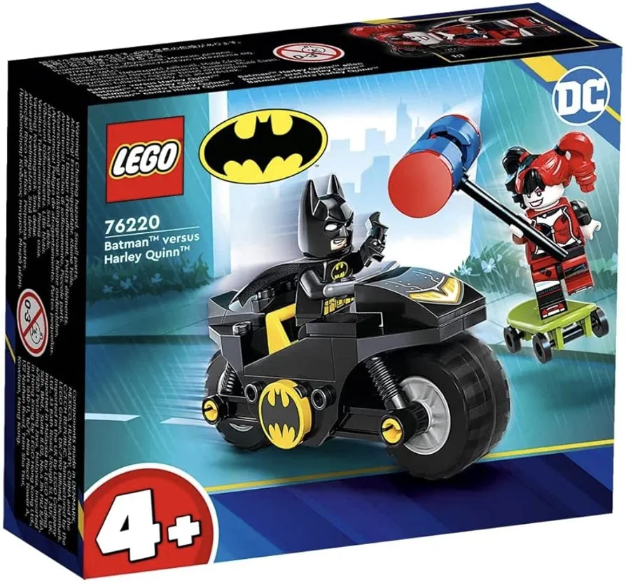 LEGO 76220 DC Batman vs. Harley Quinn Action Figures and Motorcycle Toy, with Batarang Accessory, Kids Toy, Boys and Girls 4+ Years Old