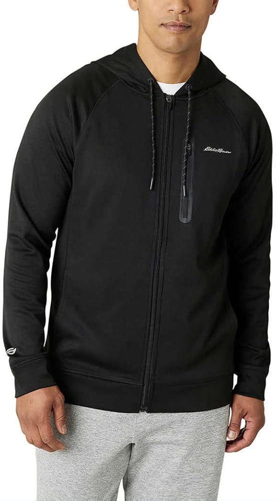 Eddie Bauer Men’s Performance Full Zip Hoodie | Mens Full Zip Performance Hoodie - Black Large