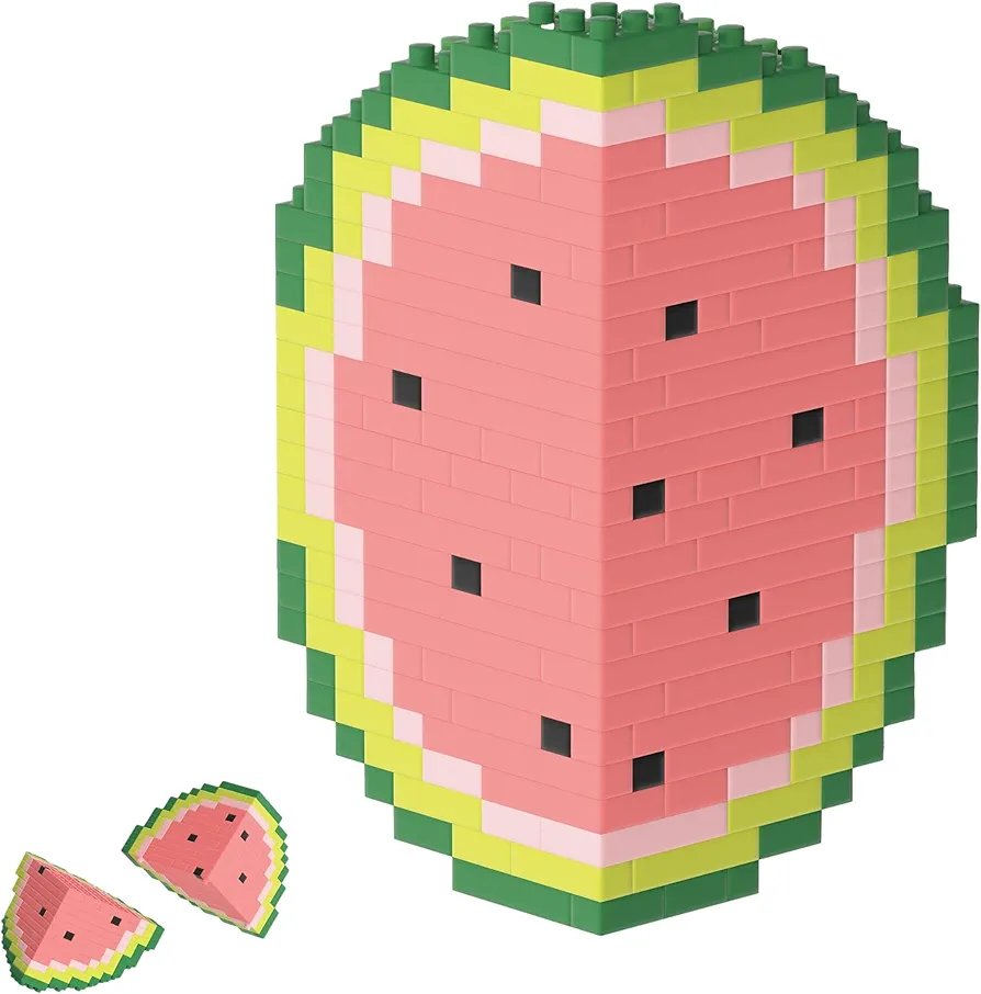 Detachable Fruit Series Mini Bricks Micro Building Kit Toys Desktop Ornaments Compatible Nano Kids (810 Pieces) (Watermelon)