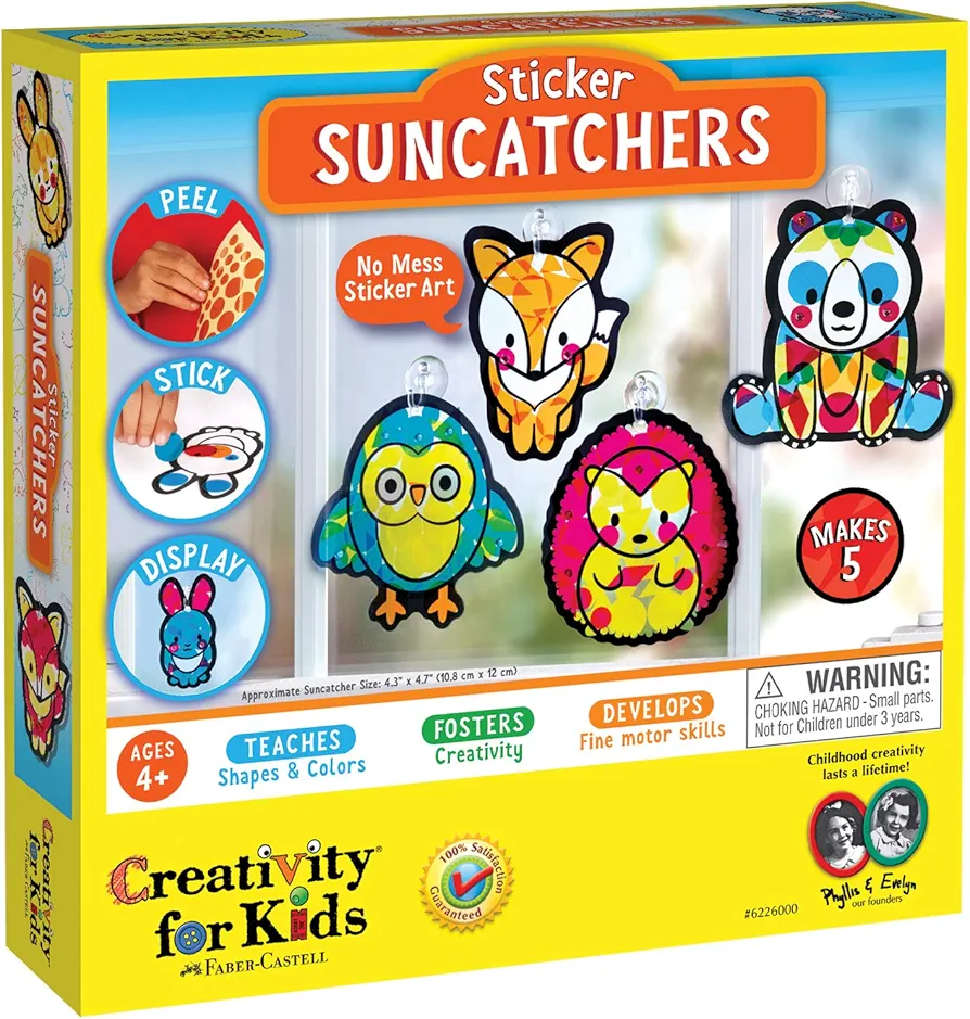 Creativity for Kids Sticker Suncatchers Craft Kit - Make Your Own Animal Sun Catcher Kit for Kids