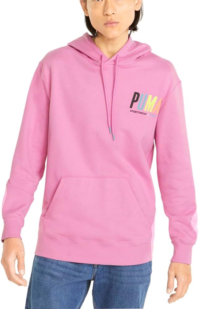 Puma Mens Sw X Logo Hoodie Athletic Outerwear Casual - Pink