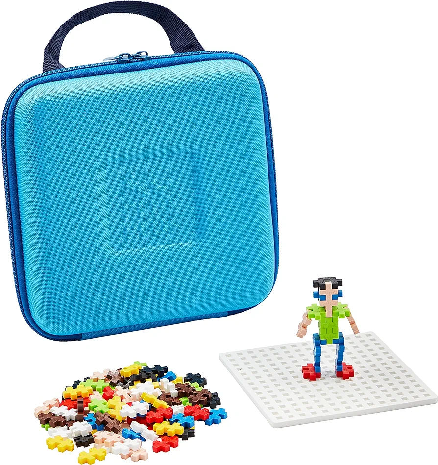 PLUS PLUS - Travel Case w/ 100 Pieces, 1 White Baseplate - Construction Building Stem/Steam Toy, Mini Puzzle Blocks for Kids