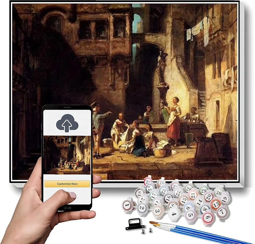 DIY Painting Kits for Adults Washerwomen at The Well Painting by Carl Spitzweg Arts Craft for Home Wall Decor