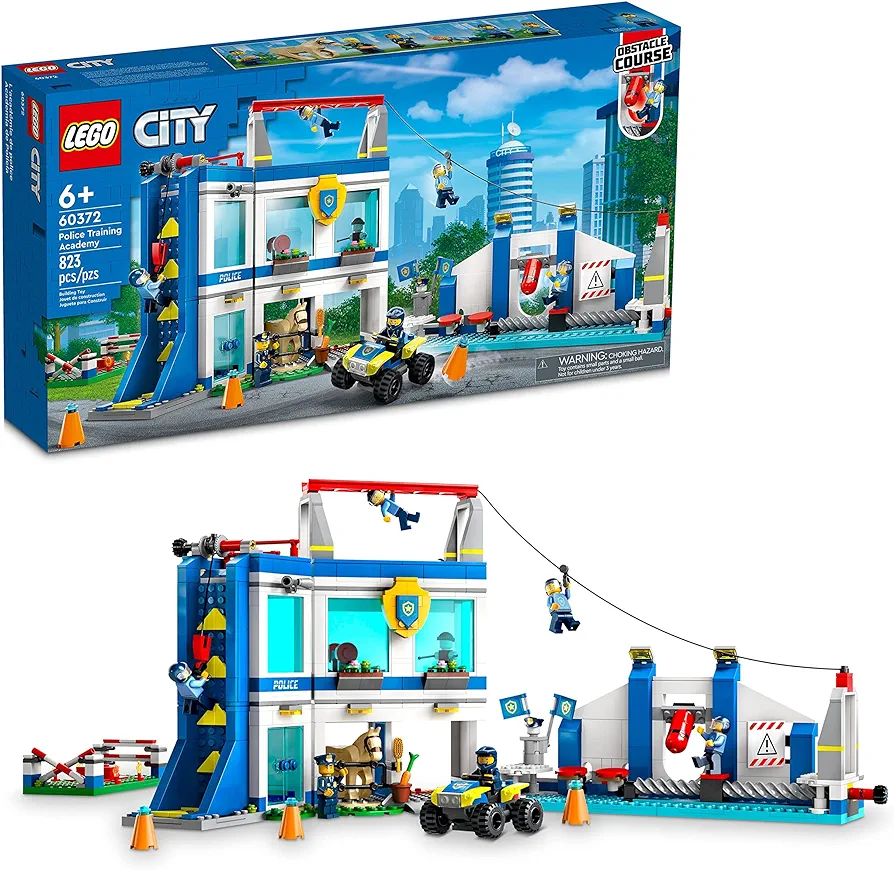 LEGO City Police Training Academy 60372, Station Playset with Obstacle Course, Horse Figure, Quad Bike Toy and 6 Officer Minifigures, for Kids Ages 6 Plus